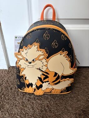 Loungefly Black and Orange Arcanine Mini Backpack